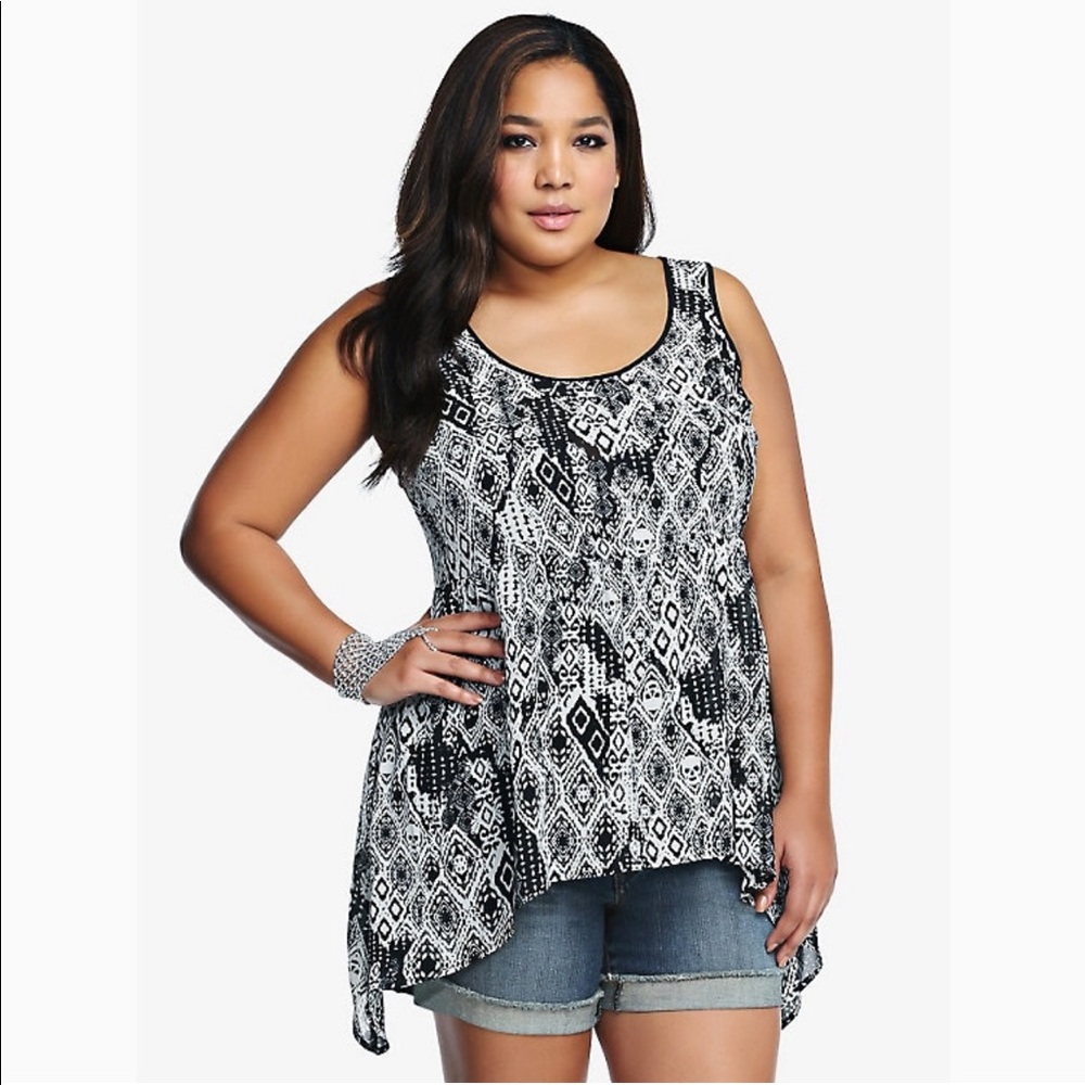 Torrid Skull Print Chiffon Babydoll Tank Top